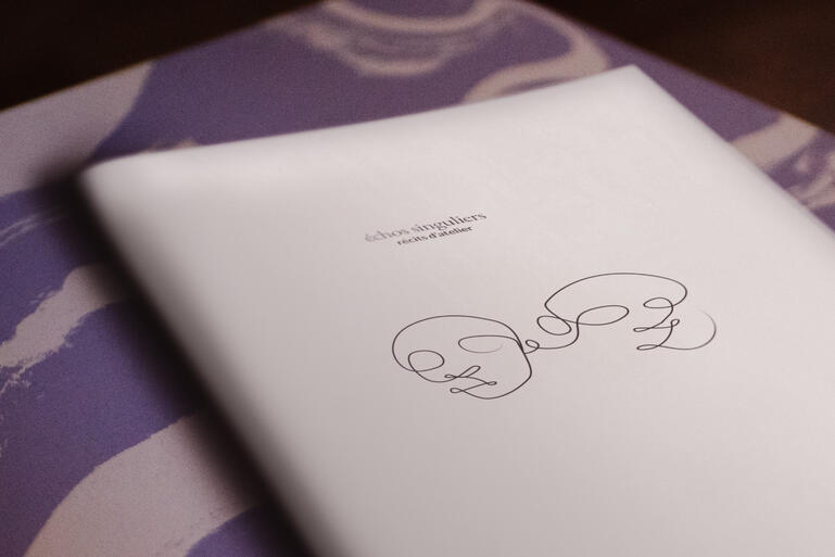 Maquette – 2023 – Récits d’atelier Fanzine regroupant les textes issus d’un atelier d’écriture. Illustration à la main, vectorisée.